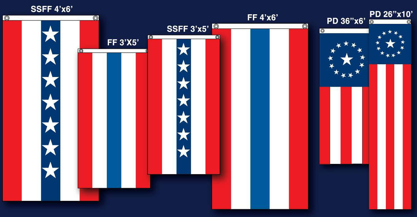 Red White & Blue Flat Fans & Pull-Downs