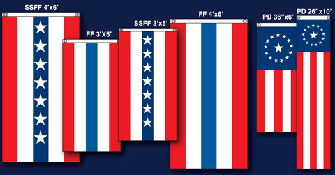 Red White & Blue Flat Fans & Pull-Downs