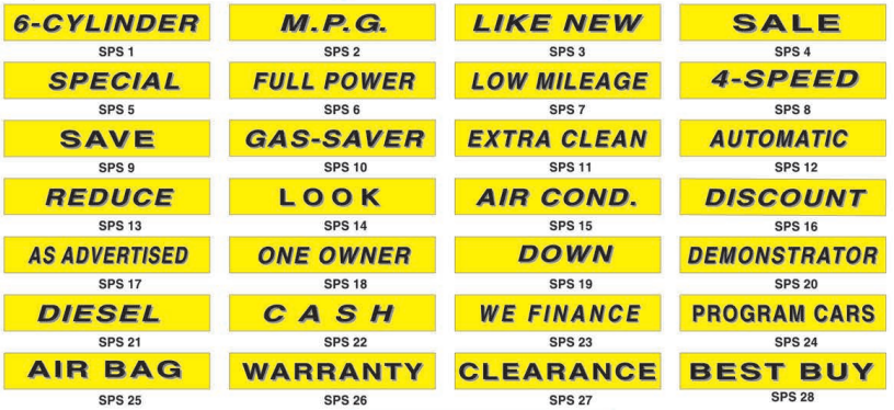Automotive Price Stickers & Slogans