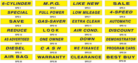 Automotive Price Stickers & Slogans