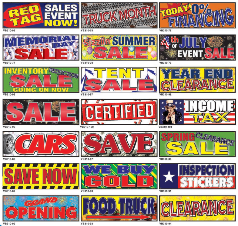 Stock Multi-Colored Vinyl Message Banners