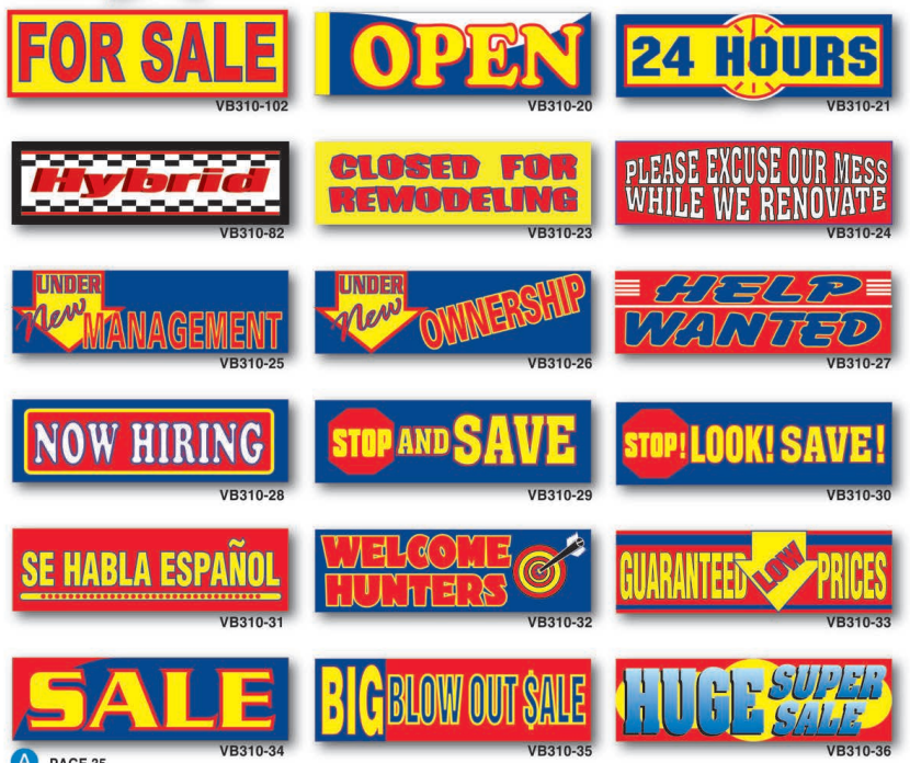 Stock Multi-Colored Vinyl Message Banners